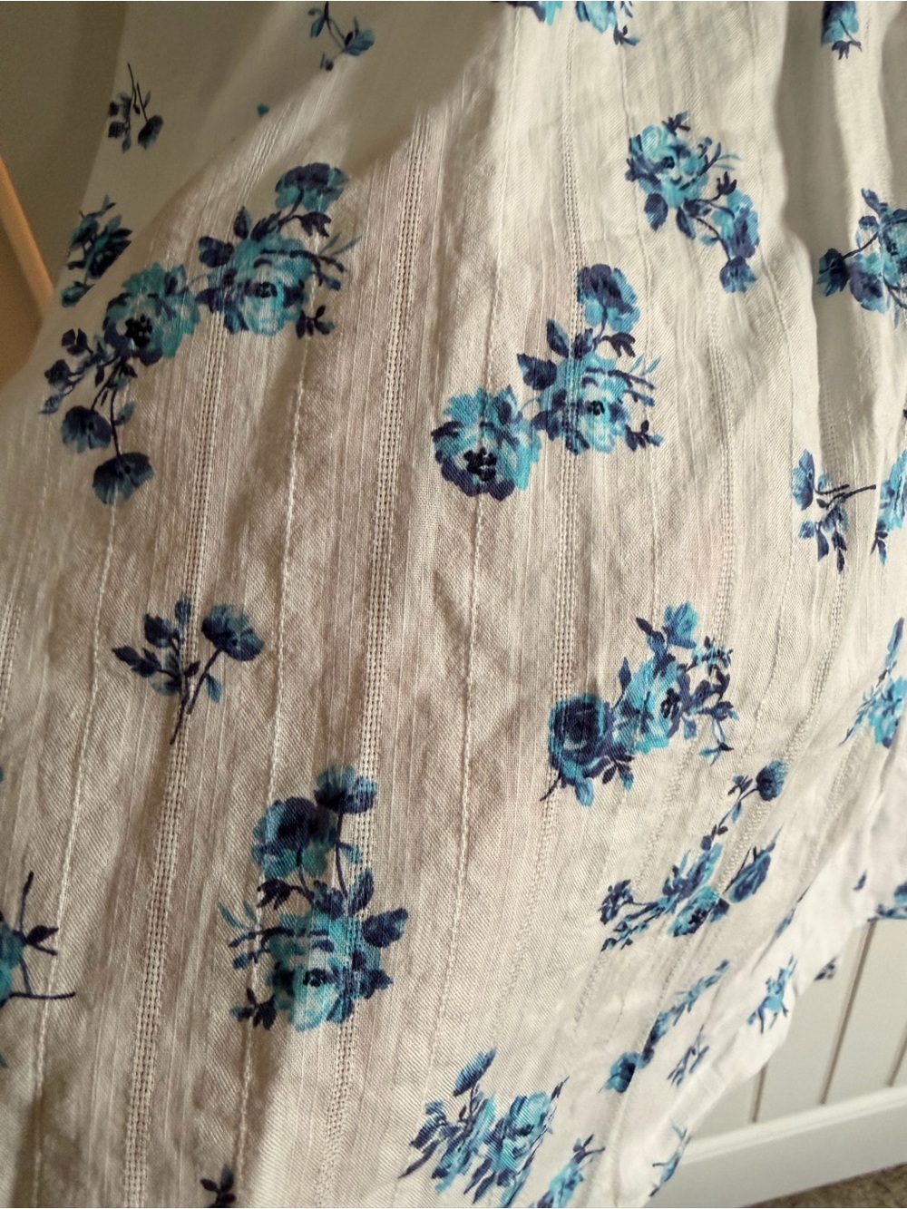 No Boundaries White Dress with Blue Floral Accents - Picture 4 of 7
